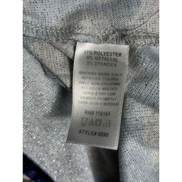 Bleu Knit A- Line Blouse Womens Size 1X Blue Paisley Shimmer 3/4 Sleeve - Picture 4 of 6